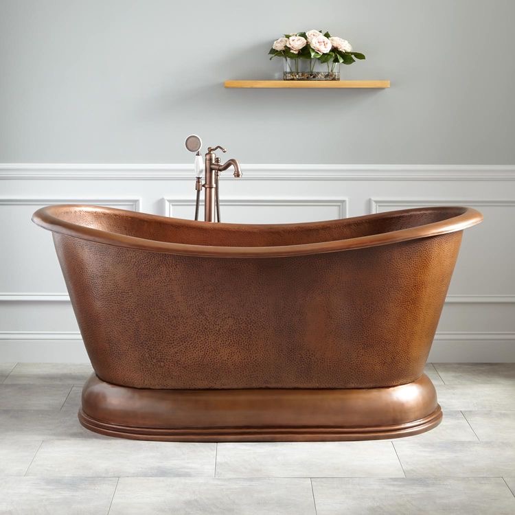 Bathtub Tembaga - Bathtub tembaga sentuhan rustic modern.